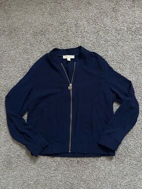 Michaels Navy Bomber Jacket with Gold Zip